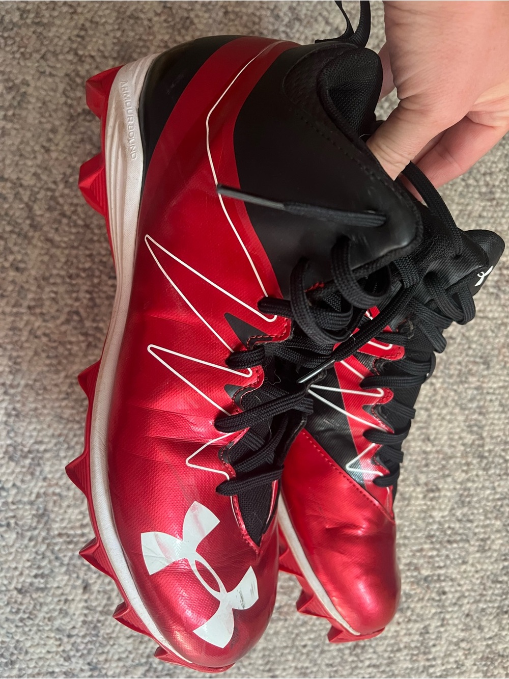 Under Armour Red and Black Men's Baseball Cleats